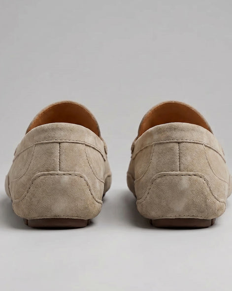 Men's Suede Slip-On Loafers Khaki Rubber Sole - Valedrian — view 3