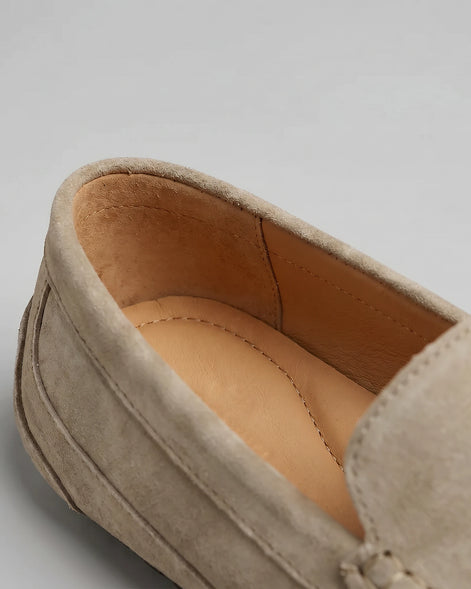 Men's Suede Slip-On Loafers Khaki Rubber Sole - Valedrian — view 4