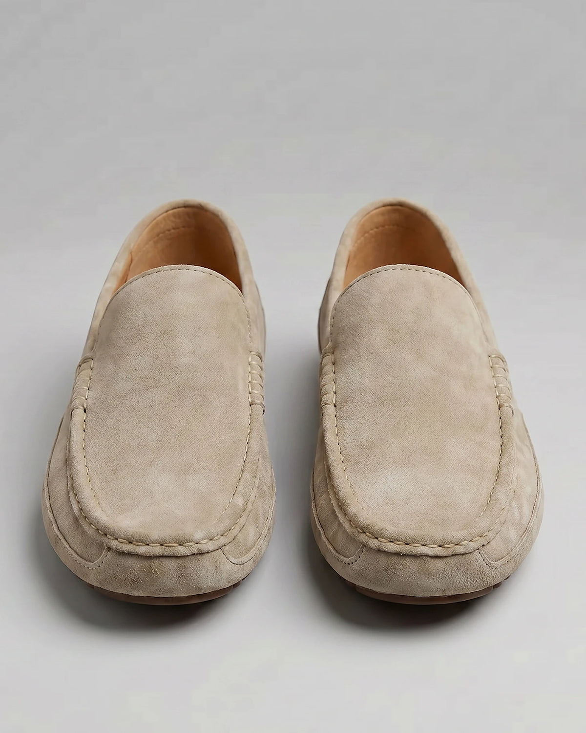 Men's Suede Slip-On Loafers Khaki Rubber Sole - Valedrian — view 5