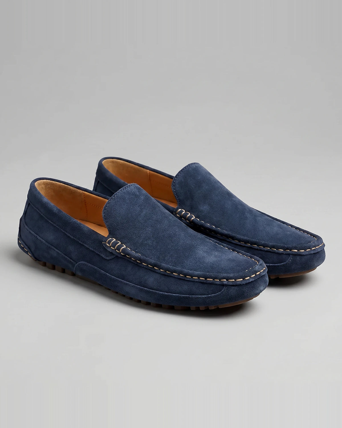 Men's Suede Slip-On Loafers Khaki Rubber Sole - Valedrian — view 6