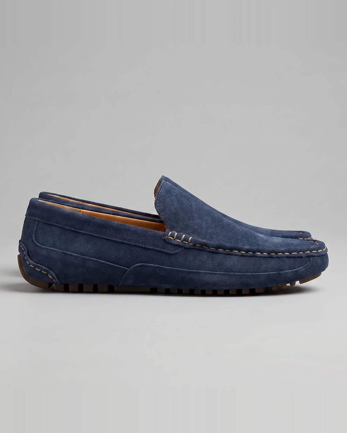 Men's Suede Slip-On Loafers Khaki Rubber Sole - Valedrian — view 7