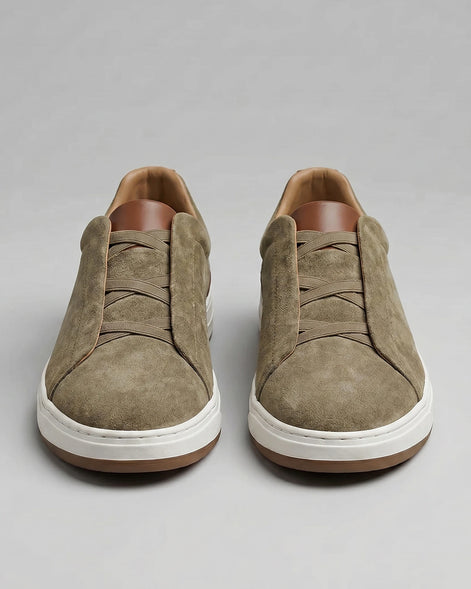 Men's Suede Slip-On Shoes Black & Khaki Cushioned Insole Rubber Sole - Valedrian — view 10