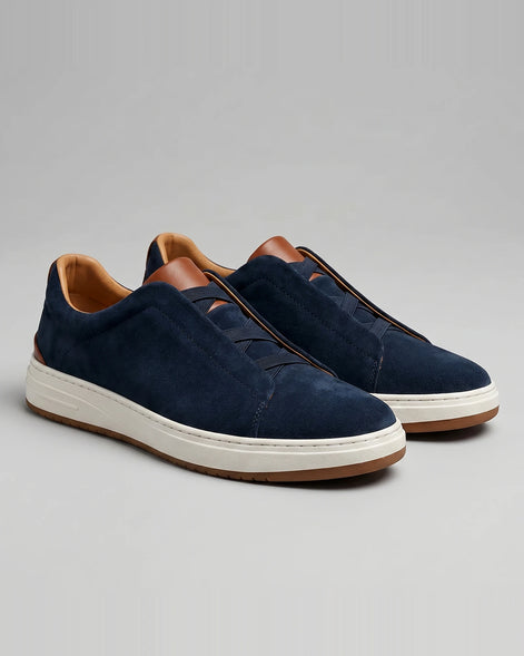 Men's Suede Slip-On Shoes Black & Khaki Cushioned Insole Rubber Sole - Valedrian — view 11