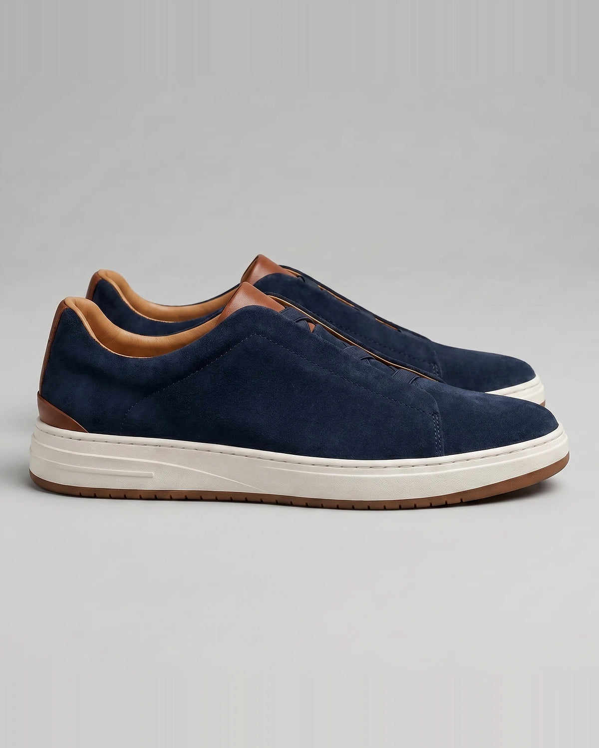 Men's Suede Slip-On Shoes Black & Khaki Cushioned Insole Rubber Sole - Valedrian — view 12