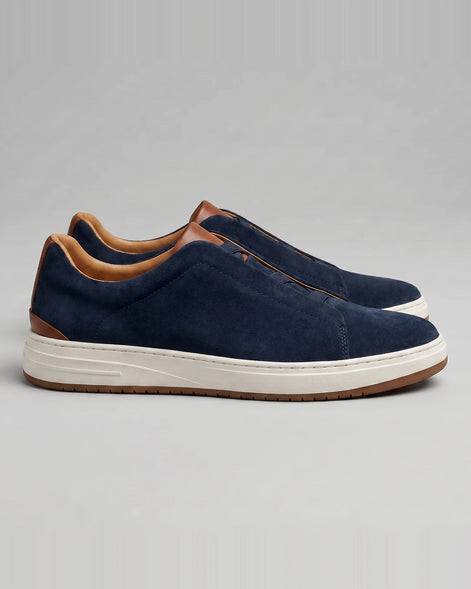 Men's Suede Slip-On Shoes Black & Khaki Cushioned Insole Rubber Sole - Valedrian — view 12