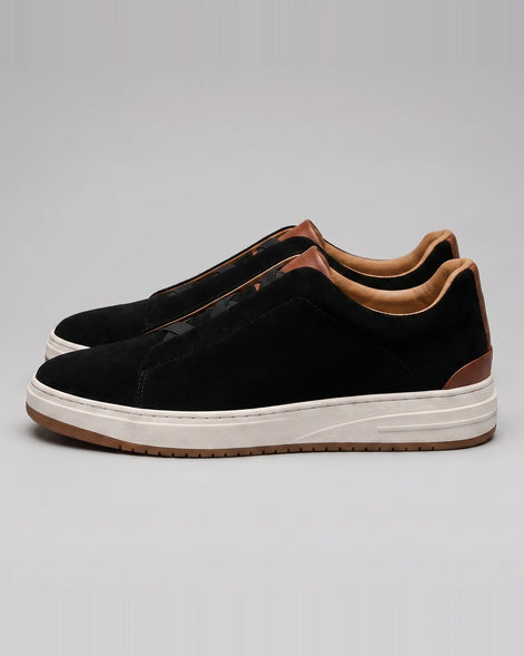 Men's Suede Slip-On Shoes Black & Khaki Cushioned Insole Rubber Sole - Valedrian — view 2