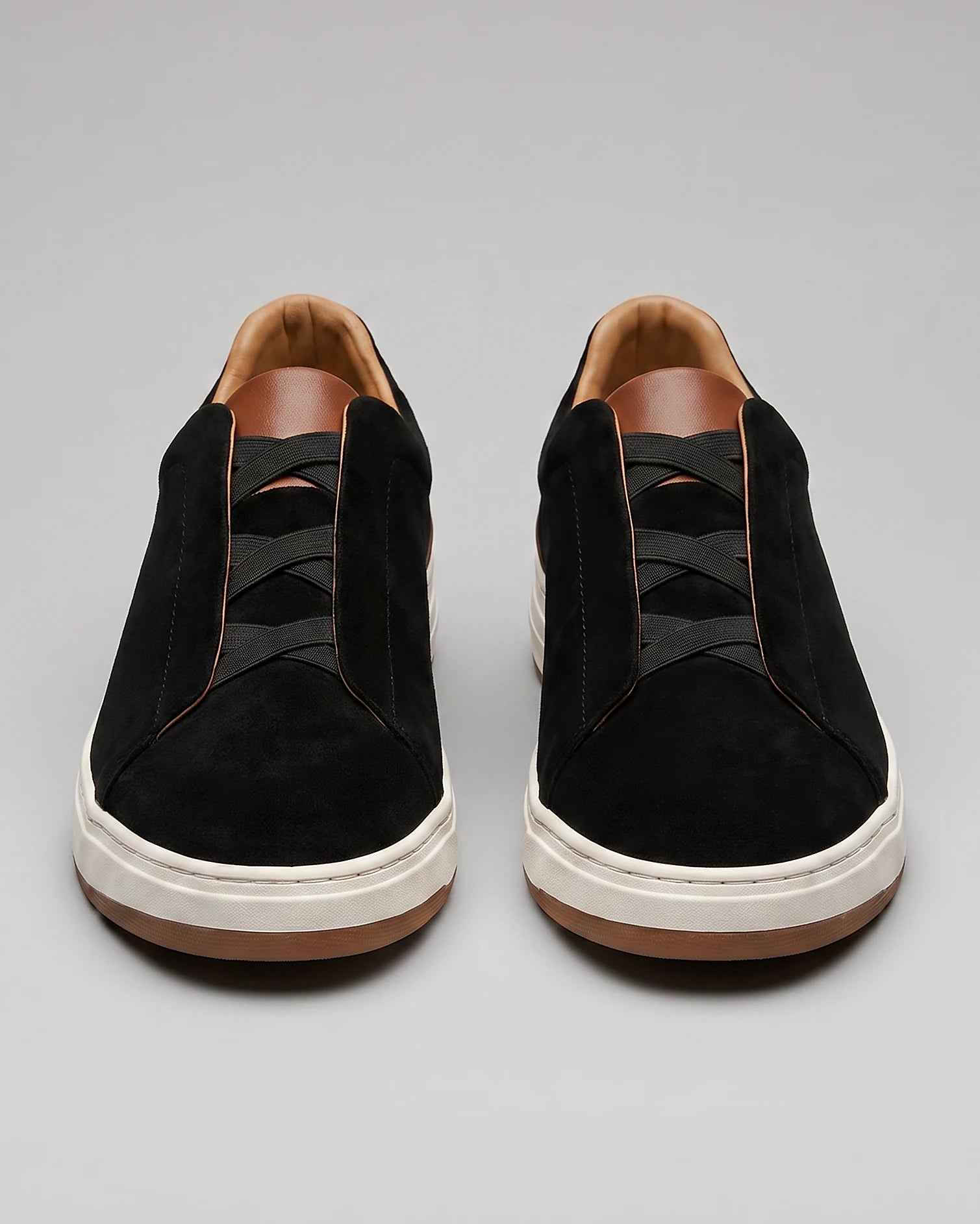 Men's Suede Slip-On Shoes Black & Khaki Cushioned Insole Rubber Sole - Valedrian — view 3