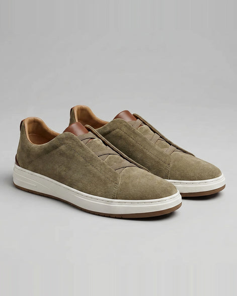 Men's Suede Slip-On Shoes Black & Khaki Cushioned Insole Rubber Sole - Valedrian — view 6