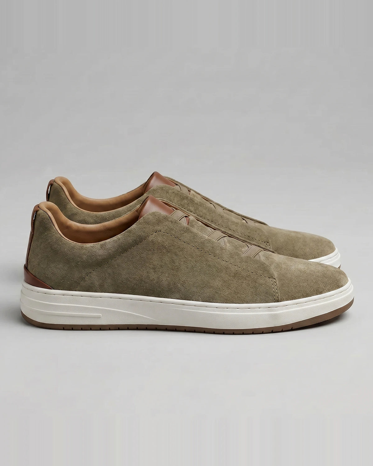 Men's Suede Slip-On Shoes Black & Khaki Cushioned Insole Rubber Sole - Valedrian — view 7