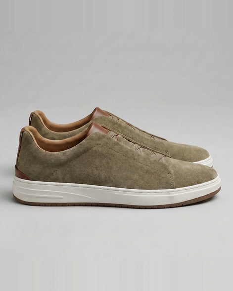 Men's Suede Slip-On Shoes Black & Khaki Cushioned Insole Rubber Sole - Valedrian — view 7