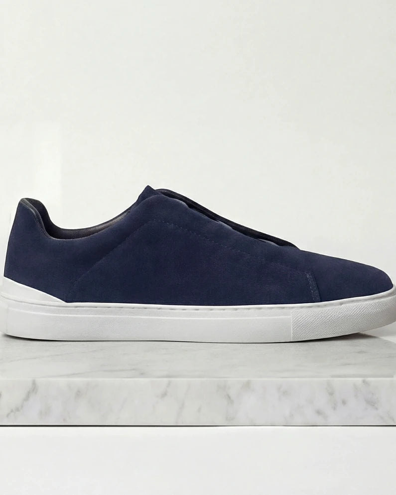 Men's Suede Sneakers Navy Blue Sizes 5–9.5 Loop Lacing - Valedrian — view 2