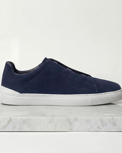 Men's Suede Sneakers Navy Blue Sizes 5–9.5 Loop Lacing - Valedrian — view 2