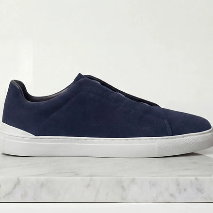 Men's Suede Sneakers Navy Blue Sizes 5–9.5 Loop Lacing - Valedrian — view 2
