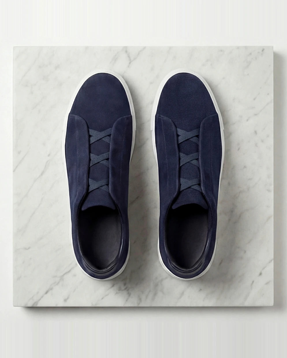 Men's Suede Sneakers Navy Blue Sizes 5–9.5 Loop Lacing - Valedrian — view 3
