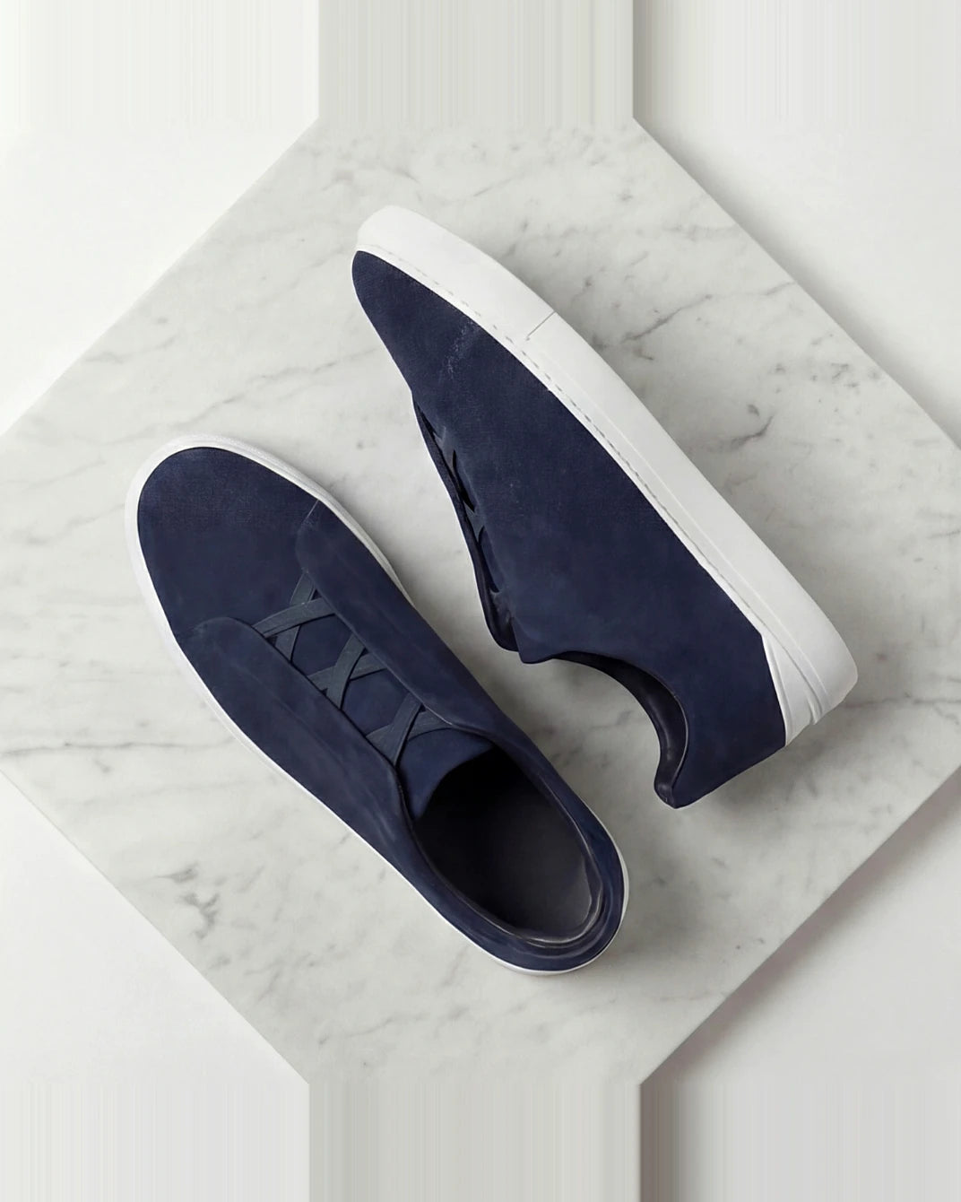 Men's Suede Sneakers Navy Blue Sizes 5–9.5 Loop Lacing - Valedrian — view 4