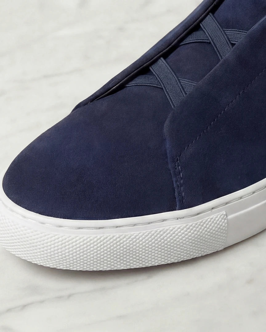 Men's Suede Sneakers Navy Blue Sizes 5–9.5 Loop Lacing - Valedrian — view 5