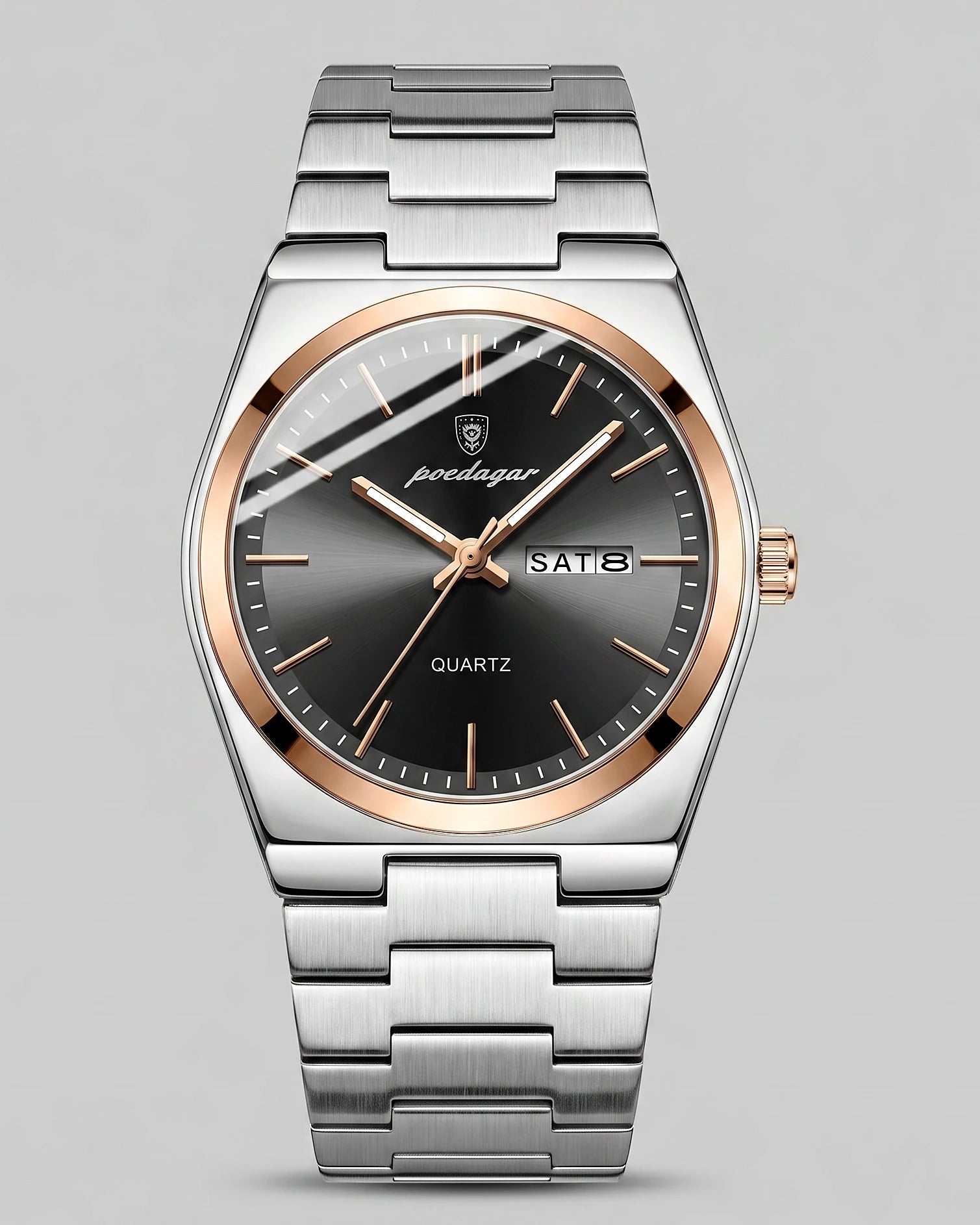 Men's Sunburst Emerald Dial Steel Bracelet Watch Day-Date – Valedrian — view 16