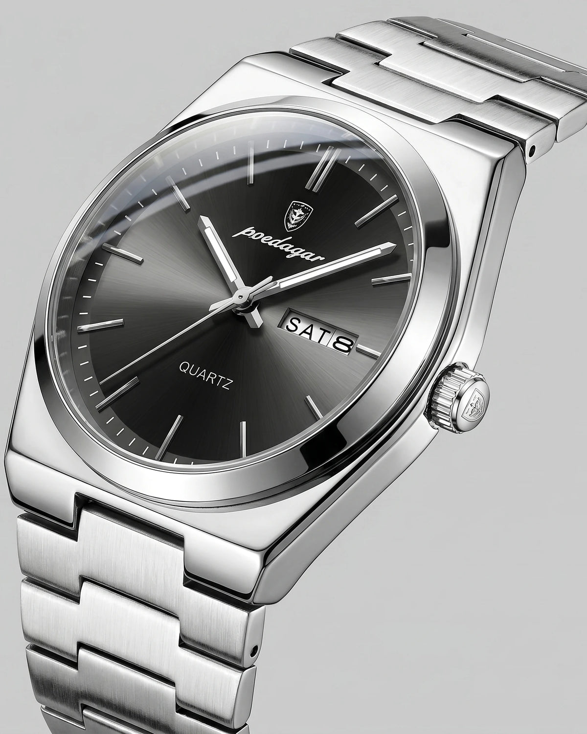 Men's Sunburst Emerald Dial Steel Bracelet Watch Day-Date – Valedrian — view 30