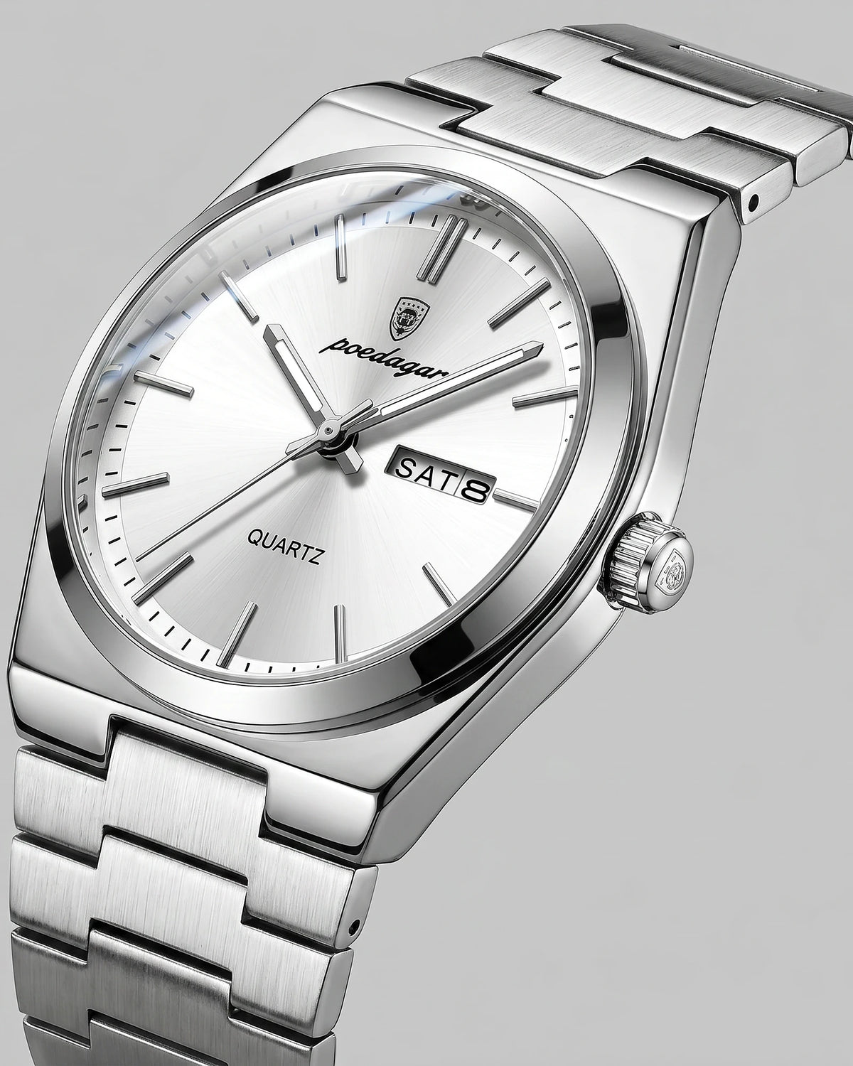 Men's Sunburst Emerald Dial Steel Bracelet Watch Day-Date – Valedrian — view 40