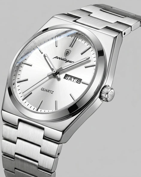 Men's Sunburst Emerald Dial Steel Bracelet Watch Day-Date – Valedrian — view 40