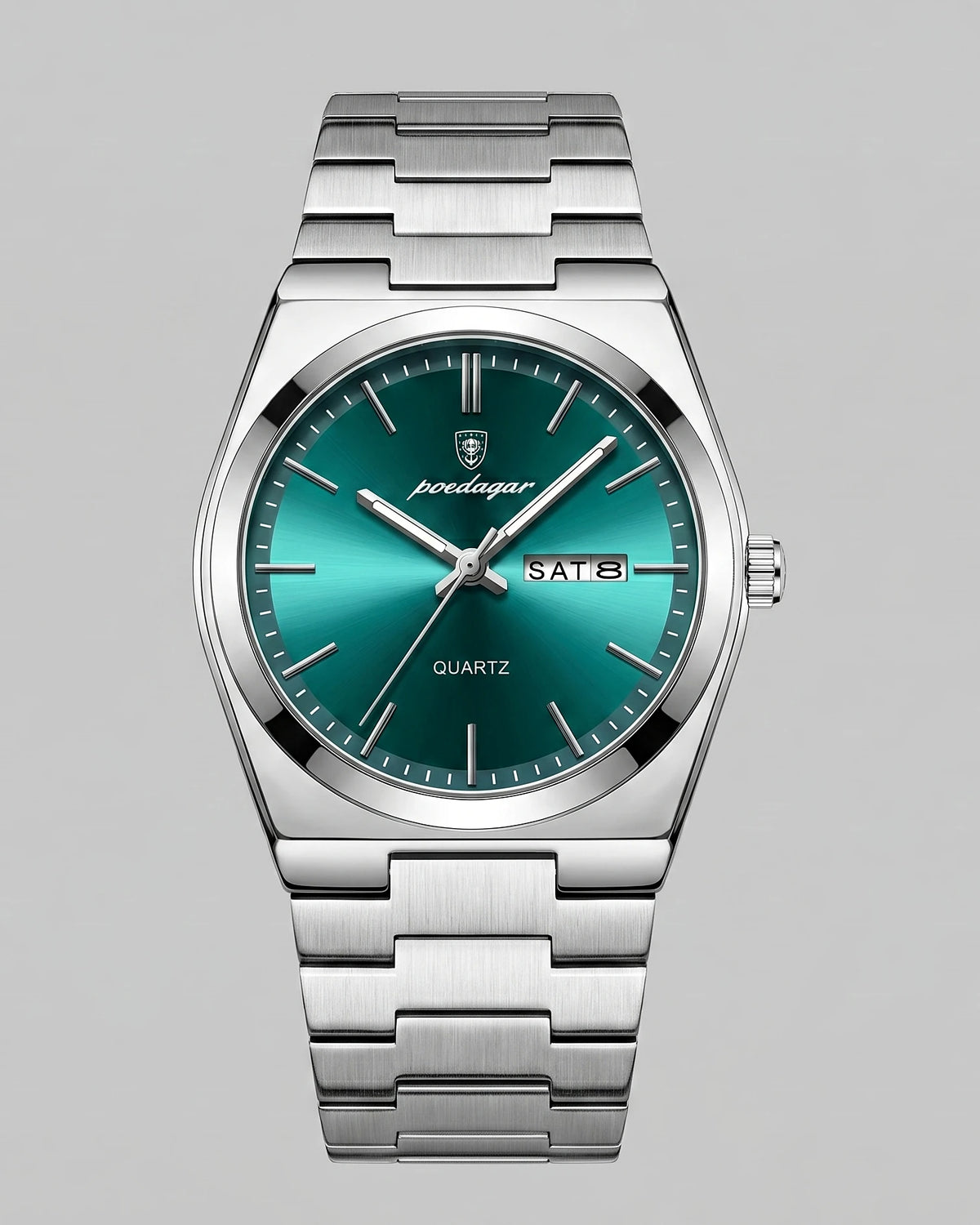 Men's Sunburst Emerald Dial Steel Bracelet Watch Day-Date – Valedrian — view 41