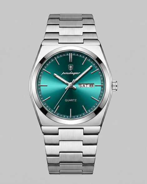 Men's Sunburst Emerald Dial Steel Bracelet Watch Day-Date – Valedrian — view 41