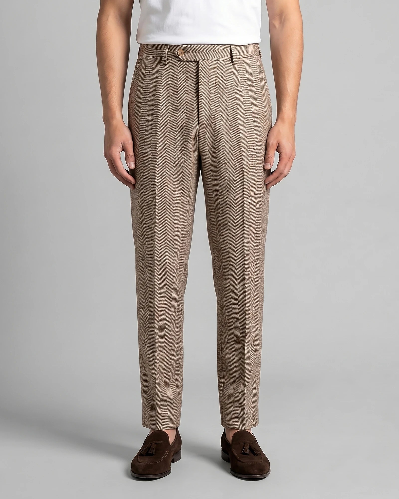 Men's Tailored Ankle-Length Trousers Beige Brown S–4XL - Valedrian — view 11
