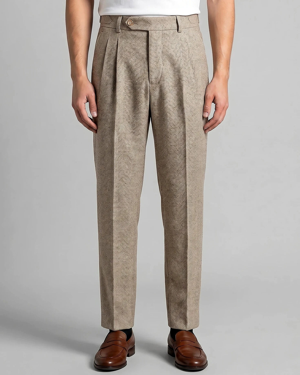 Men's Pleated Trousers Wide-Leg High-Waist Tailored Fit – Valedrian