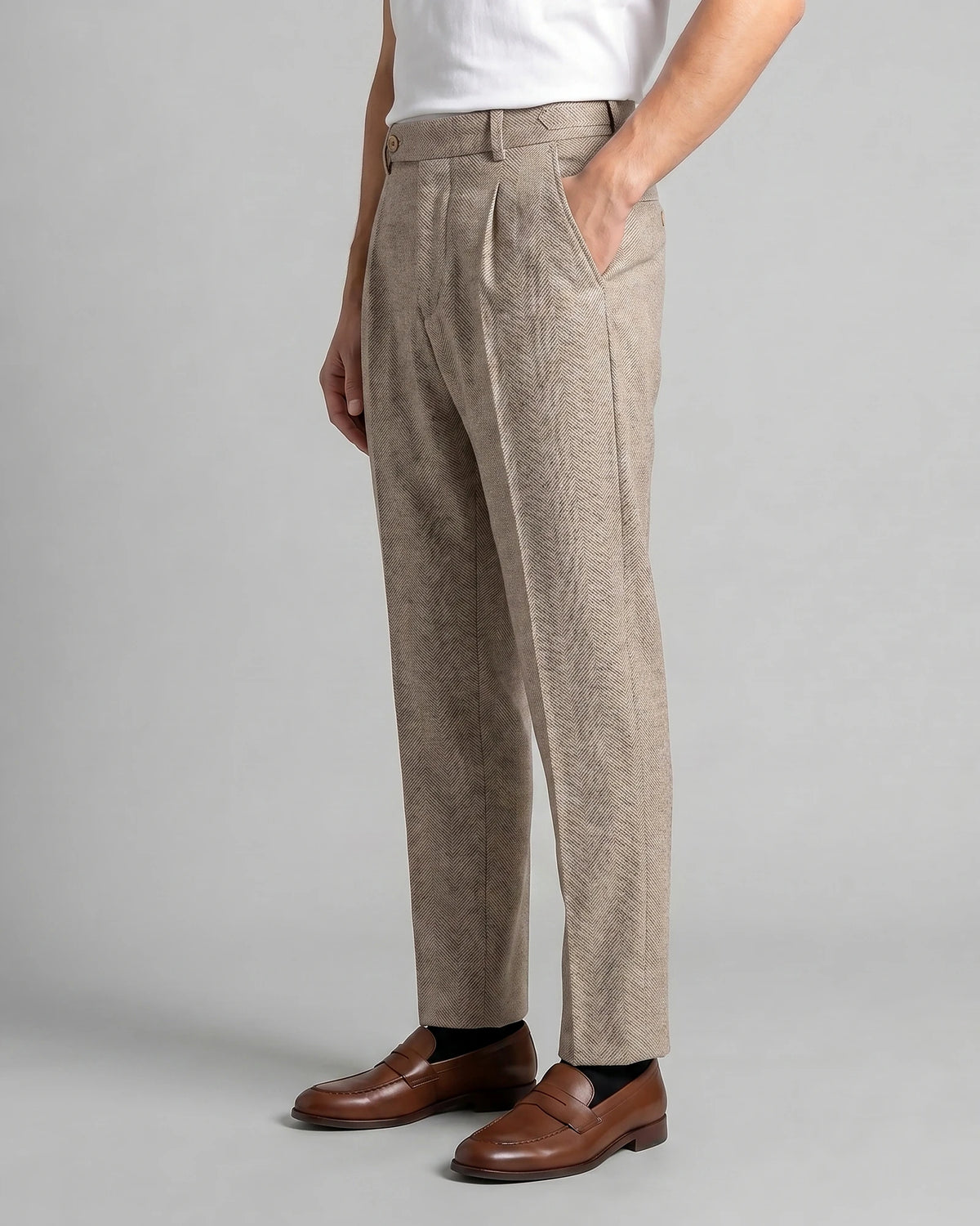 Men's Tailored Ankle-Length Trousers Beige Brown S–4XL - Valedrian — view 2