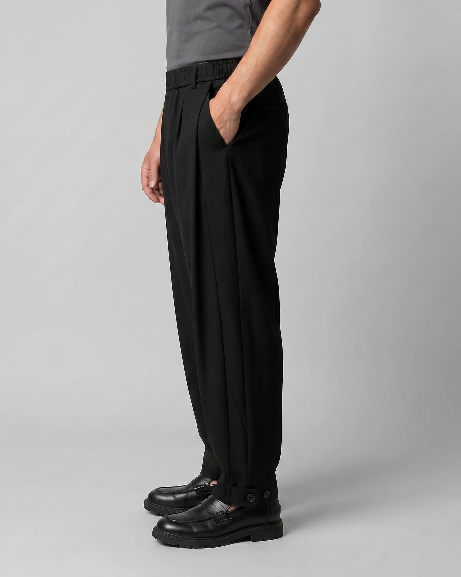 Men's Tapered Trousers Drawstring Waist Buttoned Cuffs – Valedrian — view 12