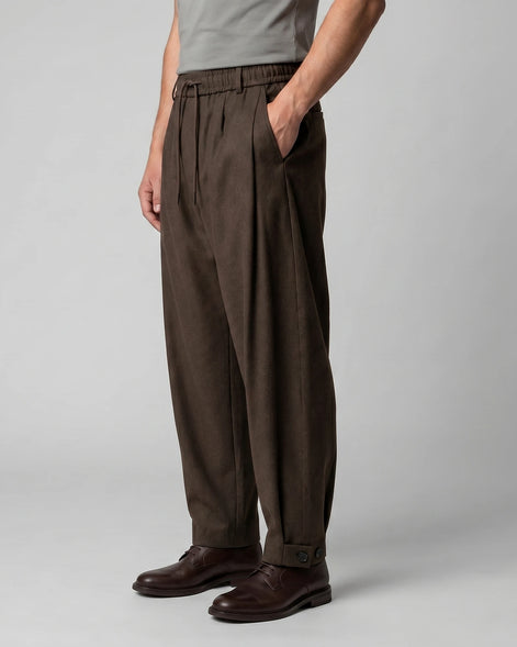 Men's Tapered Trousers Drawstring Waist Buttoned Cuffs – Valedrian — view 2
