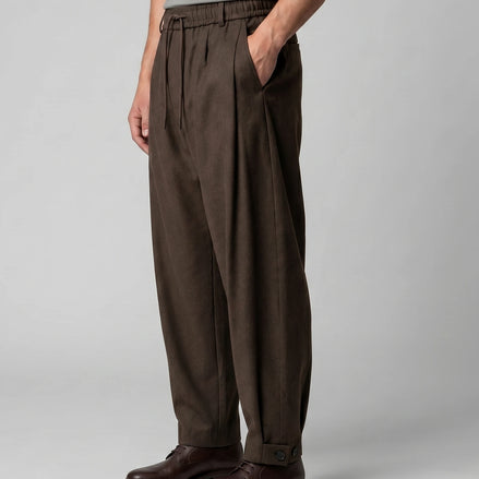 Men's Tapered Trousers Drawstring Waist Buttoned Cuffs – Valedrian — view 2