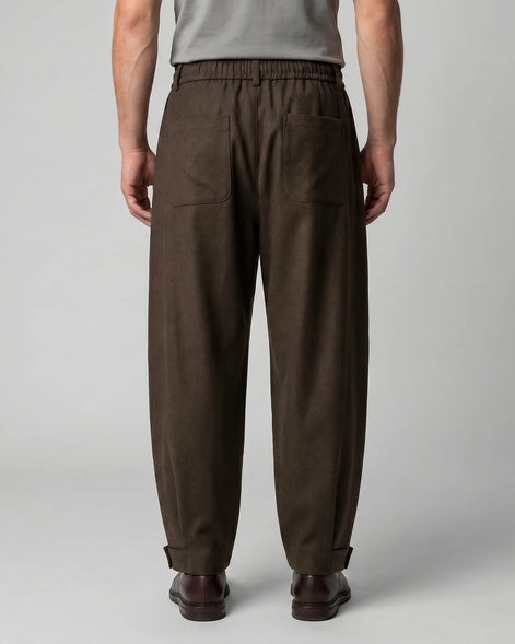 Men's Tapered Trousers Drawstring Waist Buttoned Cuffs – Valedrian — view 3