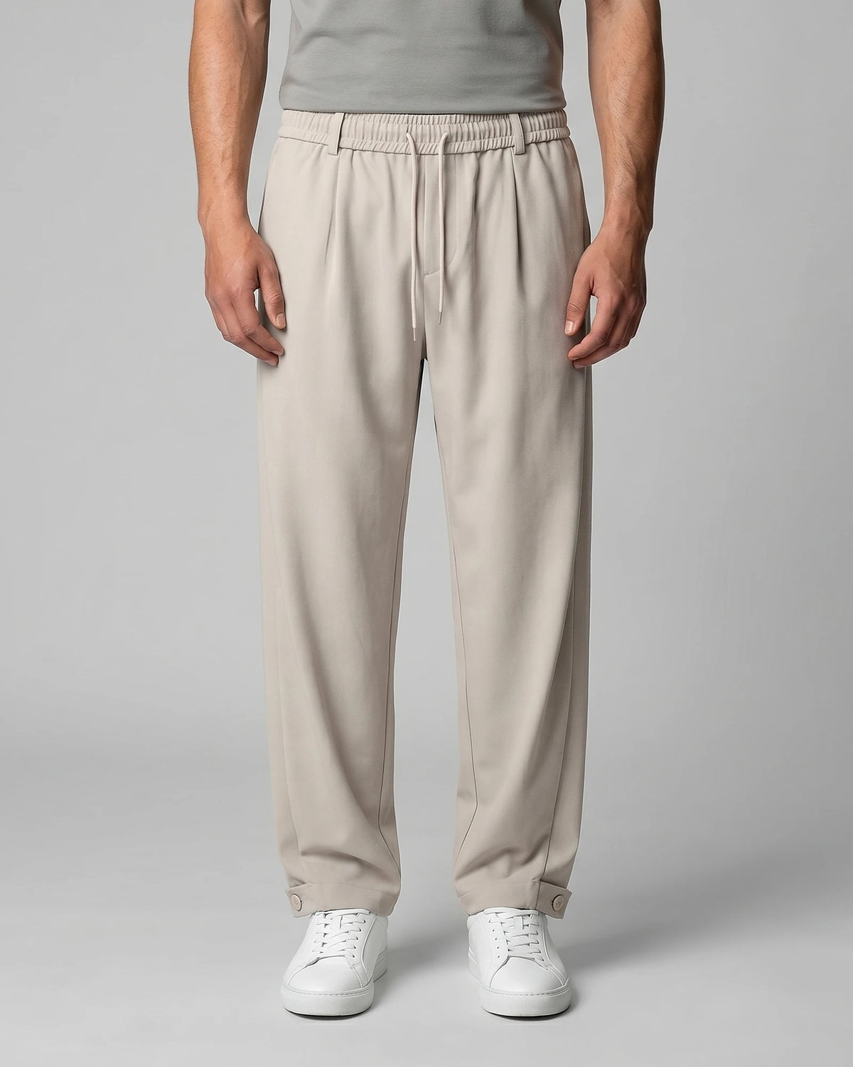 Men's Tapered Trousers Drawstring Waist Buttoned Cuffs – Valedrian — view 6