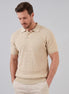 Men's Textured Cable Knit Polo Shirt Slim Fit Polyester Sizes M–3XL – Valedrian