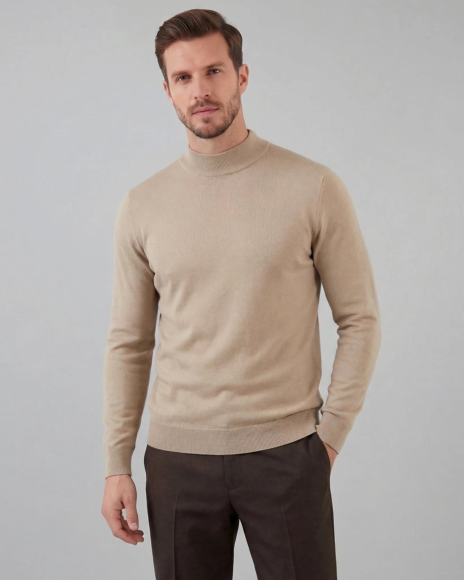 Men's Turtleneck Roll Neck Sweater Brown Navy Sizes S–XL – Valedrian — view 11