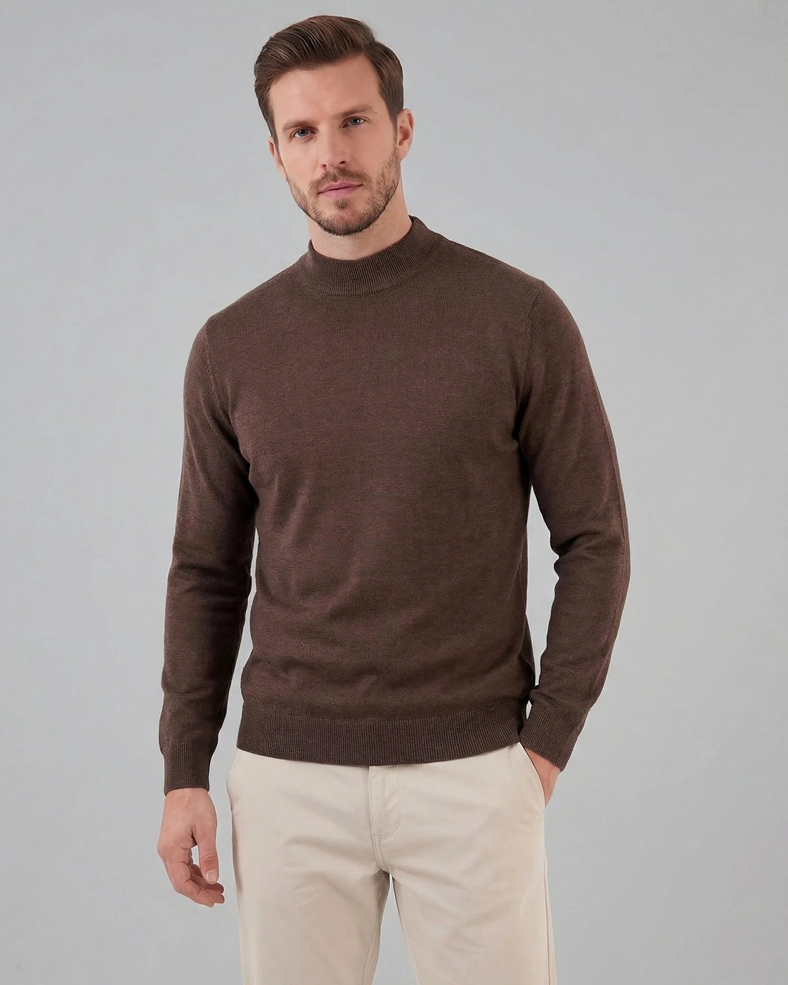Men's Turtleneck Roll Neck Sweater Brown Navy Sizes S–XL – Valedrian — view 16