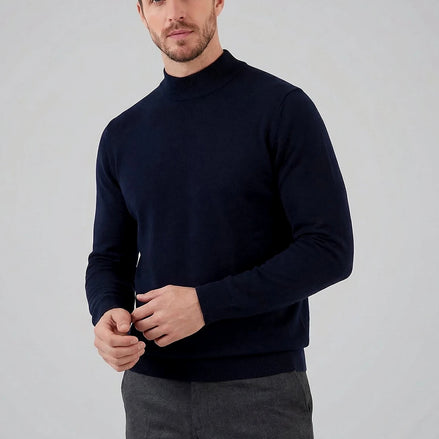 Men's Turtleneck Roll Neck Sweater Brown Navy Sizes S–XL – Valedrian