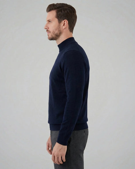 Men's Turtleneck Roll Neck Sweater Brown Navy Sizes S–XL – Valedrian — view 2