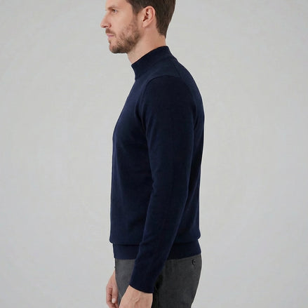 Men's Turtleneck Roll Neck Sweater Brown Navy Sizes S–XL – Valedrian — view 2
