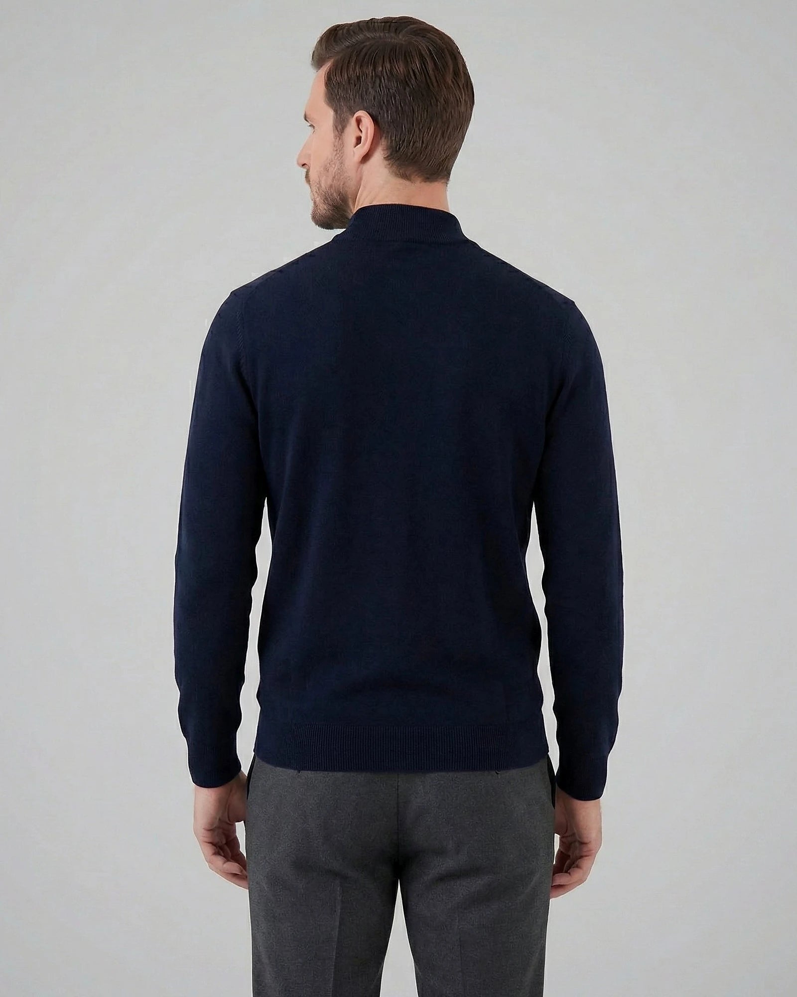 Men's Turtleneck Roll Neck Sweater Brown Navy Sizes S–XL – Valedrian — view 3