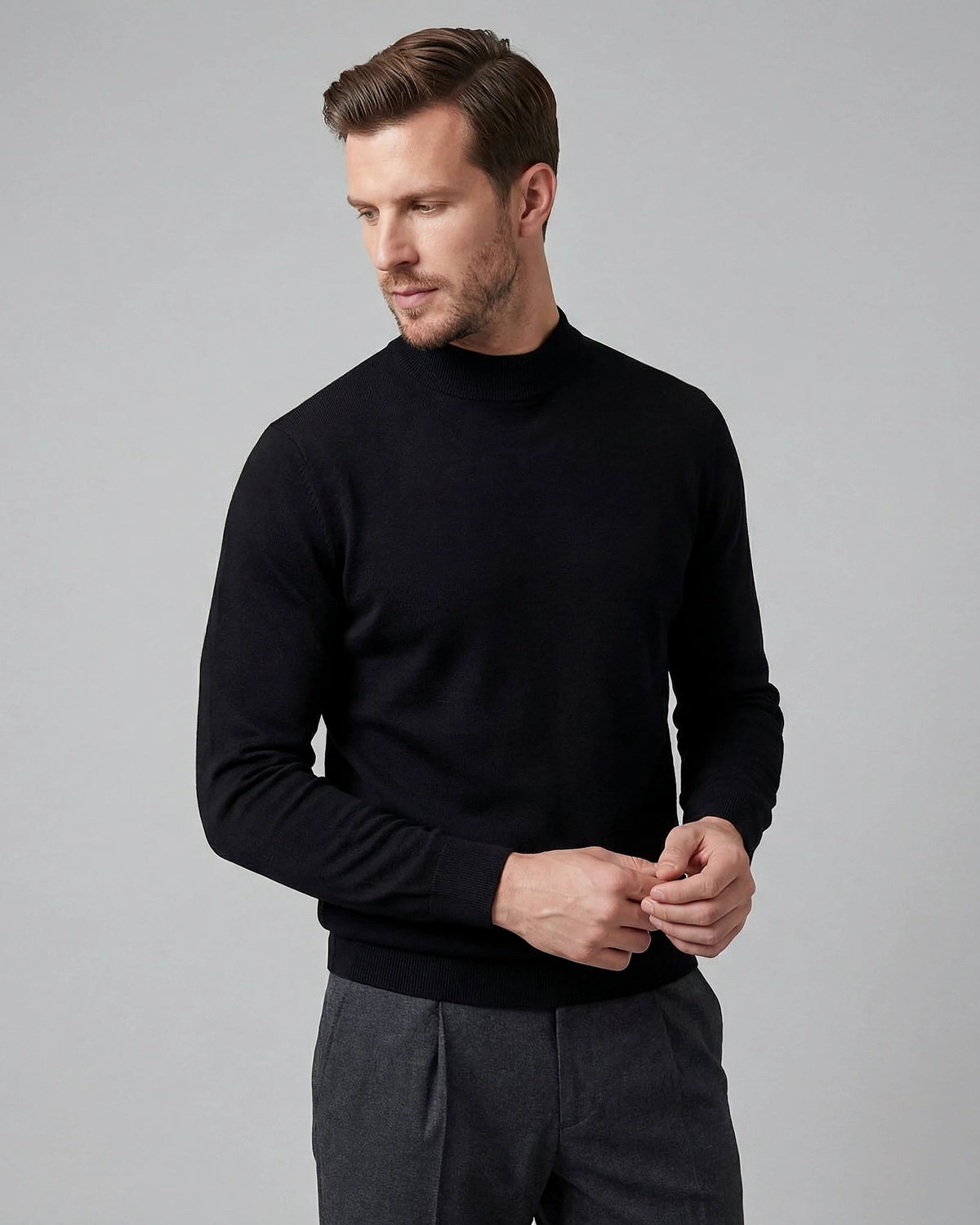Men's Turtleneck Roll Neck Sweater Brown Navy Sizes S–XL – Valedrian — view 6