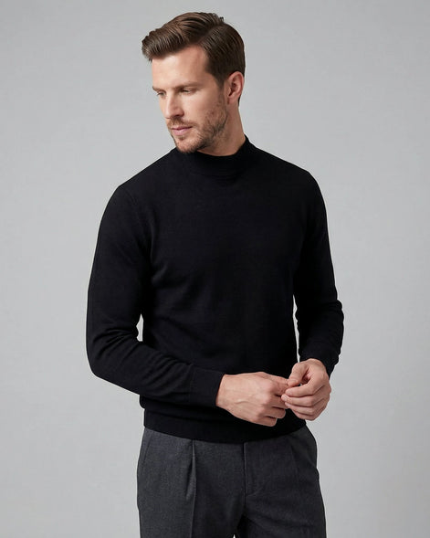 Men's Turtleneck Roll Neck Sweater Brown Navy Sizes S–XL – Valedrian — view 6