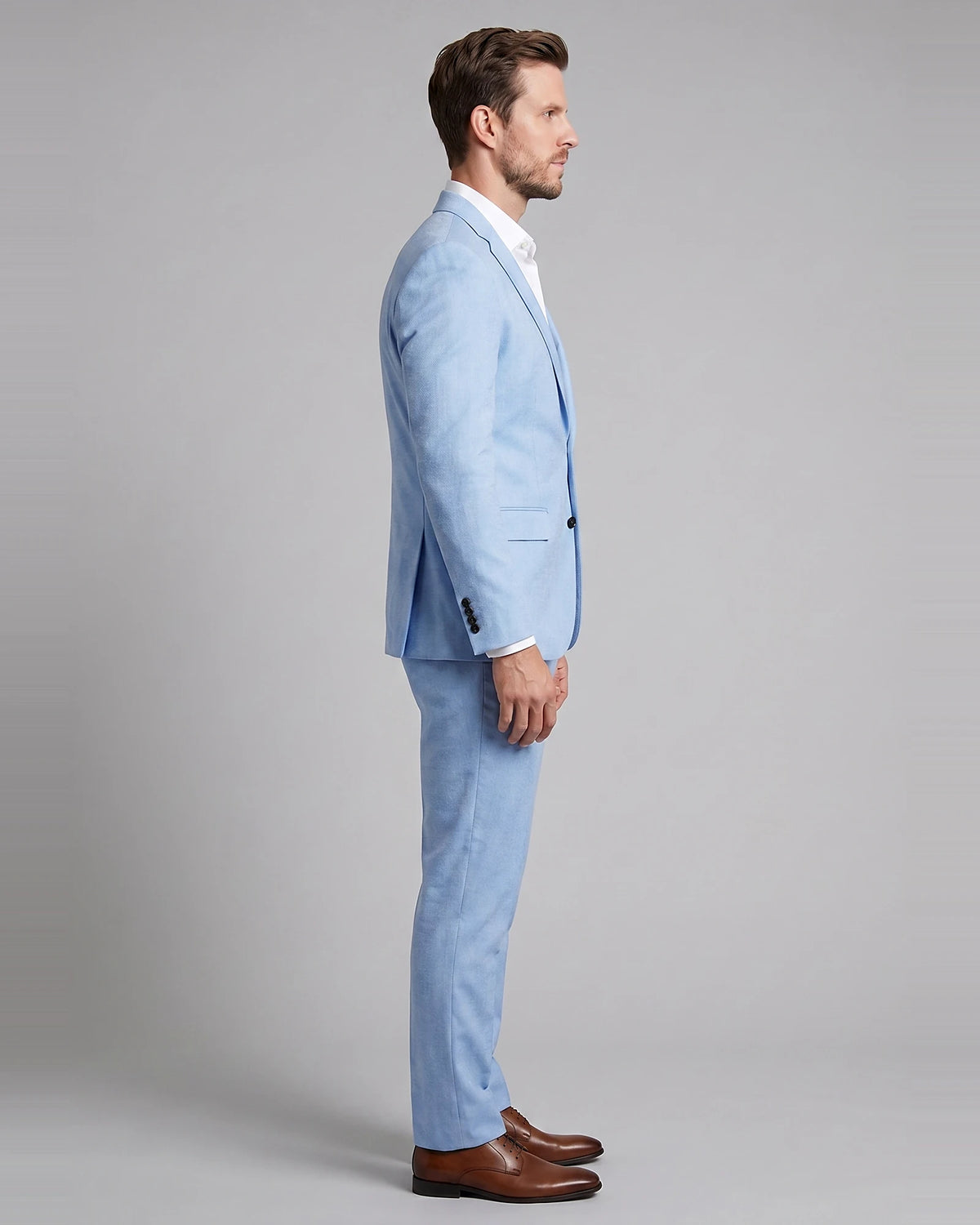 Men's Two Piece Suit Set Navy & Grey Slim Fit Blazer Trousers - Valedrian — view 12
