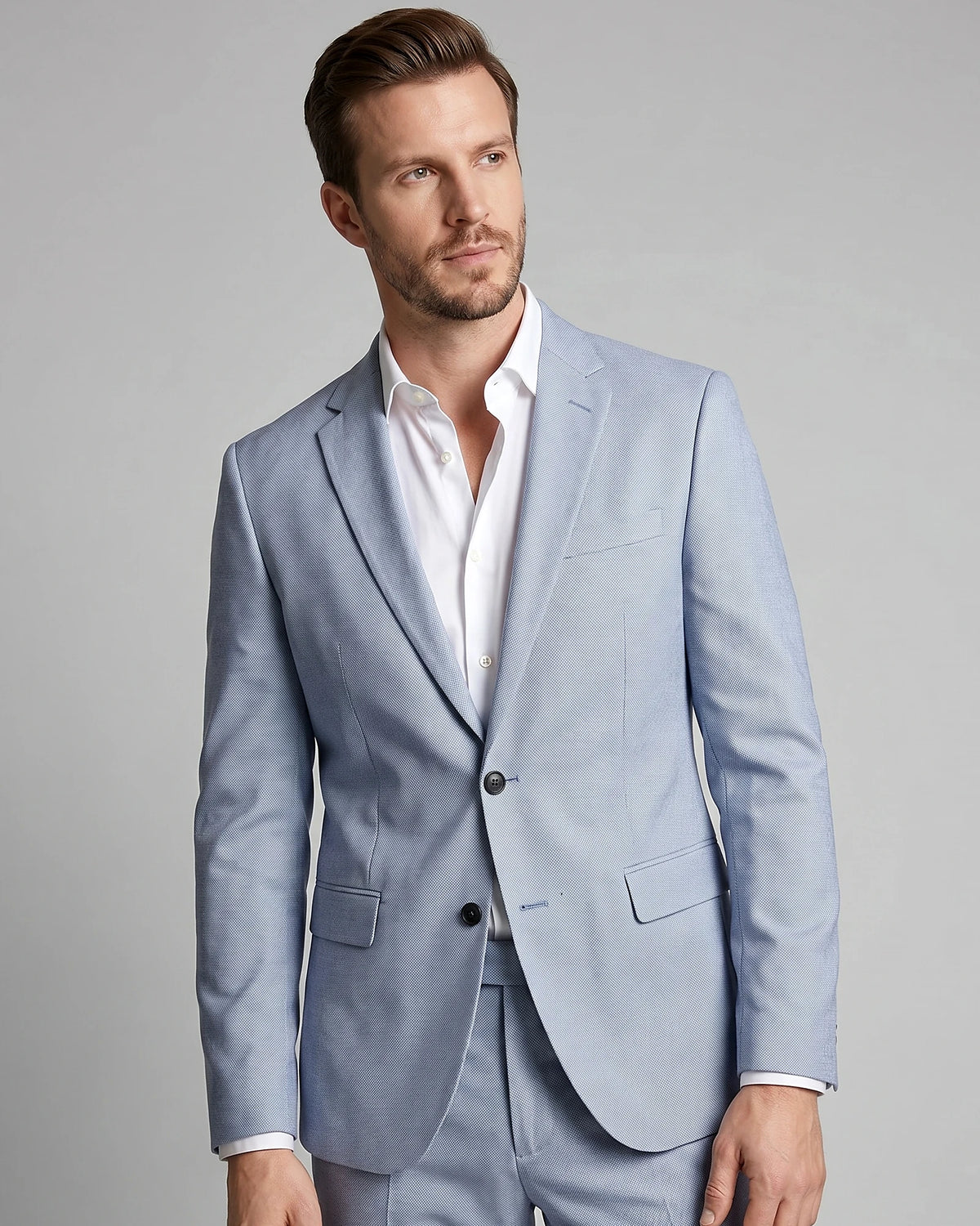 Men's Two Piece Suit Set Navy & Grey Slim Fit Blazer Trousers - Valedrian — view 21
