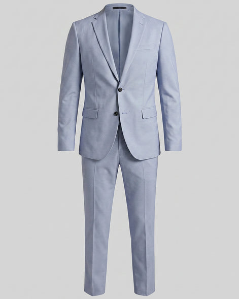 Men's Two Piece Suit Set Navy & Grey Slim Fit Blazer Trousers - Valedrian — view 25
