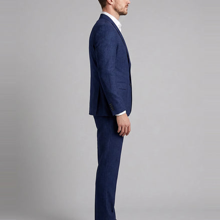 Men's Two Piece Suit Set Navy & Grey Slim Fit Blazer Trousers - Valedrian — view 2