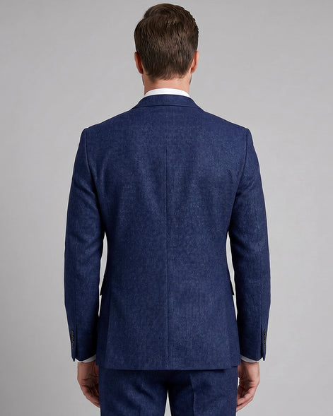 Men's Two Piece Suit Set Navy & Grey Slim Fit Blazer Trousers - Valedrian — view 3
