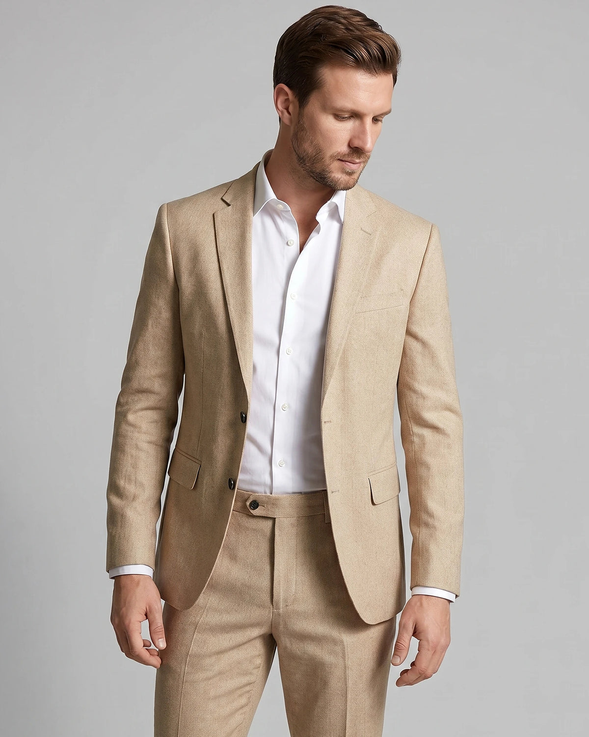 Men's Two Piece Suit Set Navy & Grey Slim Fit Blazer Trousers - Valedrian — view 6
