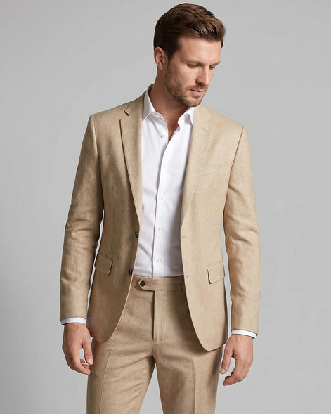 Men's Two Piece Suit Set Navy & Grey Slim Fit Blazer Trousers - Valedrian — view 6